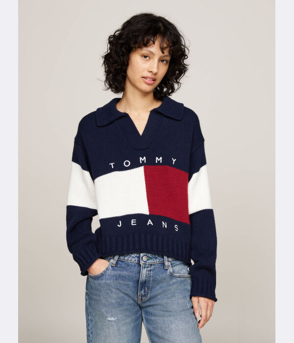 Флаг регби свитер Relaxed fit Tommy Jeans, синий 
Флаг регби свитер Relaxed fit Tommy Jeans, синий
