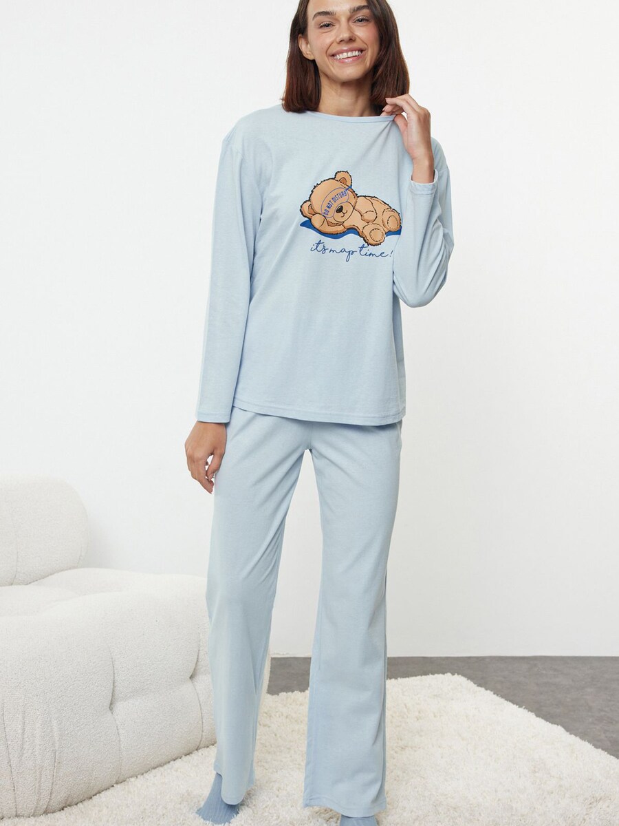 Пижама Trendyol, цвет Light blue/Dark blue
Пижама Trendyol, цвет Light blue/Dark blue