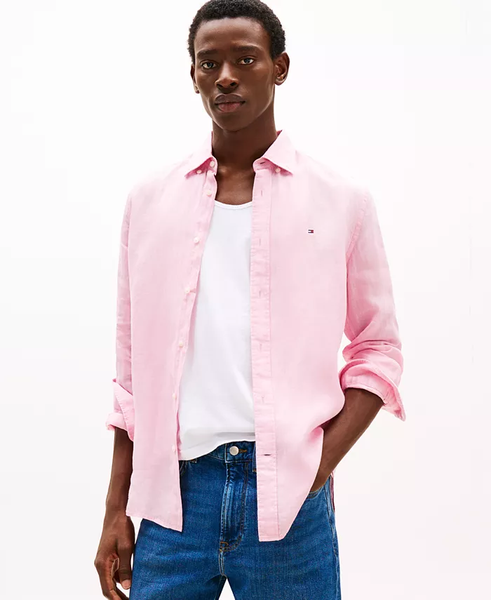 Мужская пигментированная льняная рубашка на пуговицах с длинным рукавом Tommy Hilfiger, розовый
Мужская пигментированная льняная рубашка на пуговицах с длинным рукавом Tommy Hilfiger, розовый
