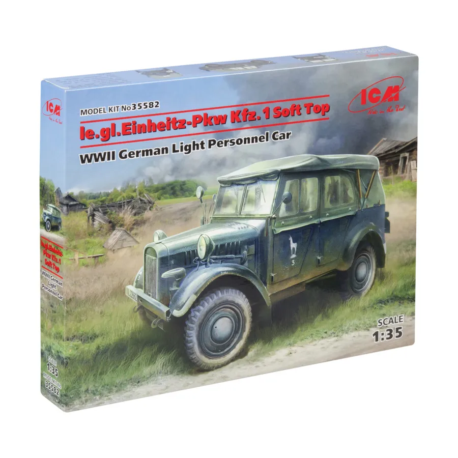 le.gl.Einheits-Pkw Kfz.1 Немецкий легкий личный автомобиль с мягким верхом, Military Models 1/35 Scale (ICM)
le.gl.Einheits-Pkw Kfz.1 Немецкий легкий личный автомобиль с мягким верхом, Military Models 1/35 Scale (ICM)