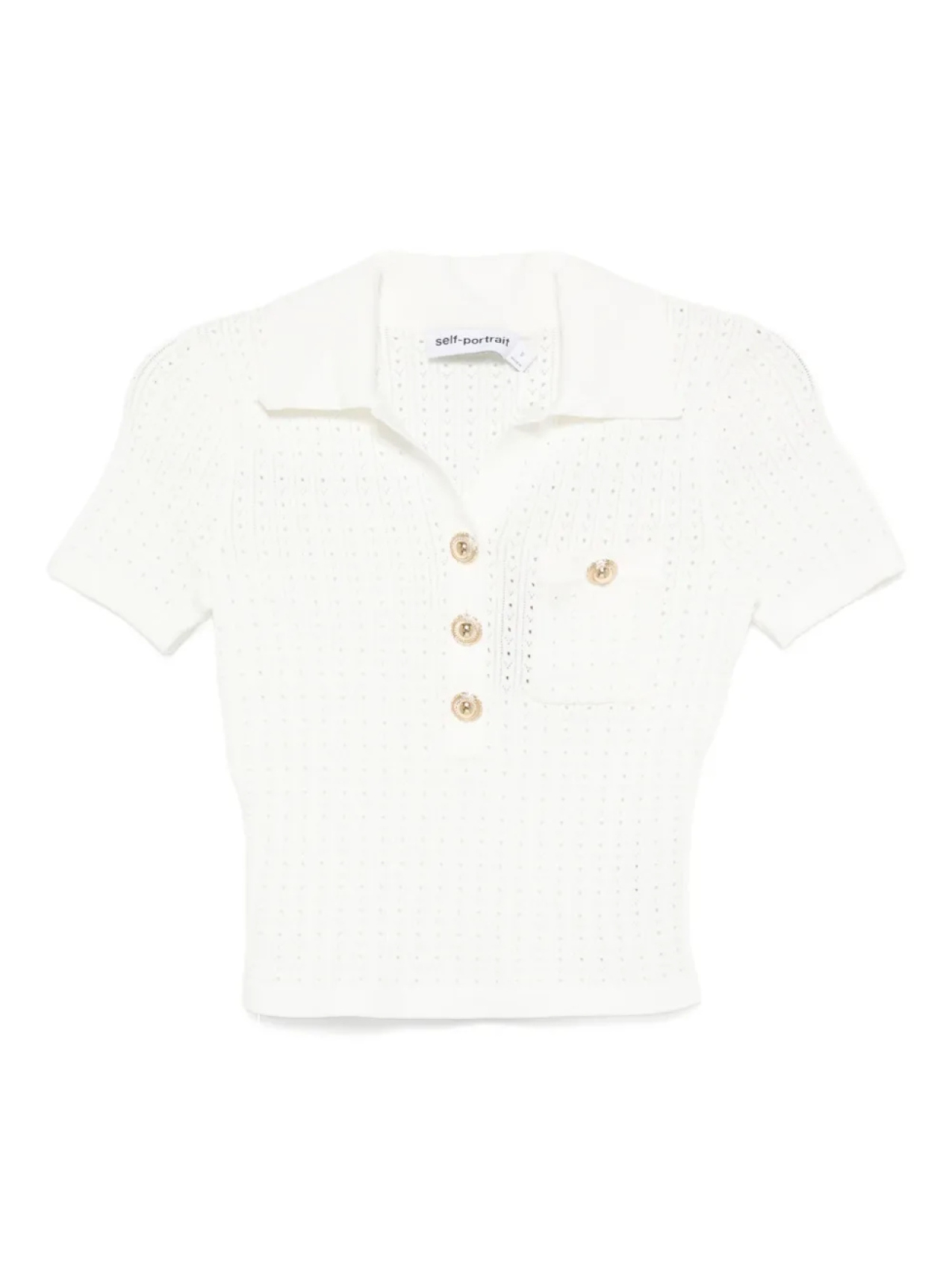 Верх поло ажурной вязки Self-Portrait, белый
Верх поло ажурной вязки Self-Portrait, белый