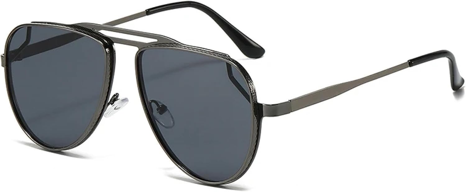 Ретро-классические металлические солнцезащитные очки с двойной перемычкой для женщин, модные солнцезащитные очки с градиентным зеркальным покрытием, защита от УФ-излучения UV400 для мужчин TVTBBVV, Gun Gray
Ретро-классические металлические солнцезащитные очки с двойной перемычкой для женщин, модные солнцезащитные очки с градиентным зеркальным покрытием, защита от УФ-излучения UV400 для мужчин TVTBBVV, Gun Gray