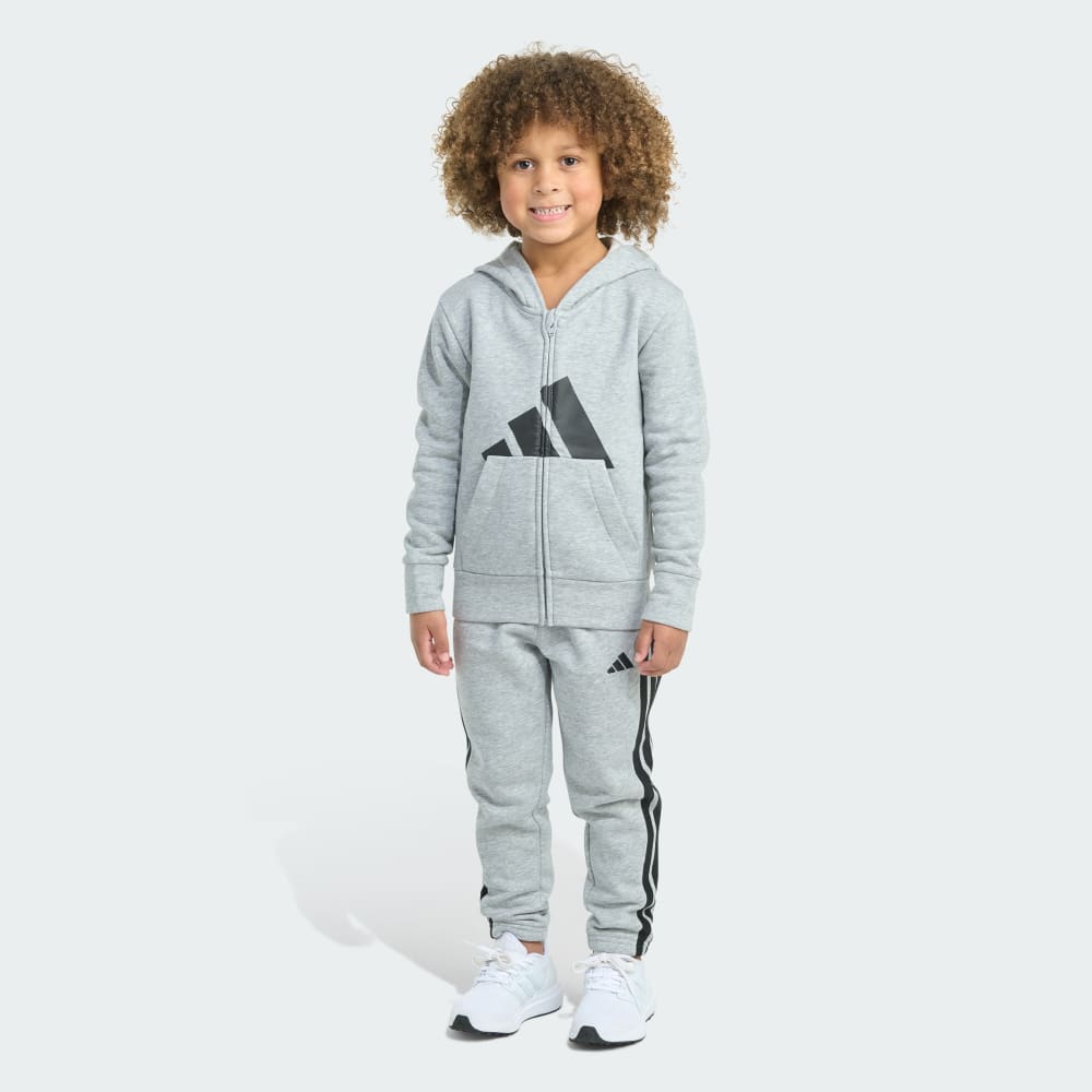 Спортивный костюм Adidas 2-Piece Long Sleeve Essential Big Logo Heather Fleece Jacket & Jogger Set, цвет Medium Grey Heather 
Спортивный костюм Adidas 2-Piece Long Sleeve Essential Big Logo Heather Fleece Jacket & Jogger Set, цвет Medium Grey Heather