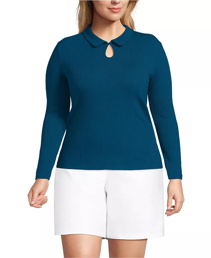 Топ-поло больших размеров с длинными рукавами и вырезом-замочной скважиной Lands' End, синий
Топ-поло больших размеров с длинными рукавами и вырезом-замочной скважиной Lands' End, синий