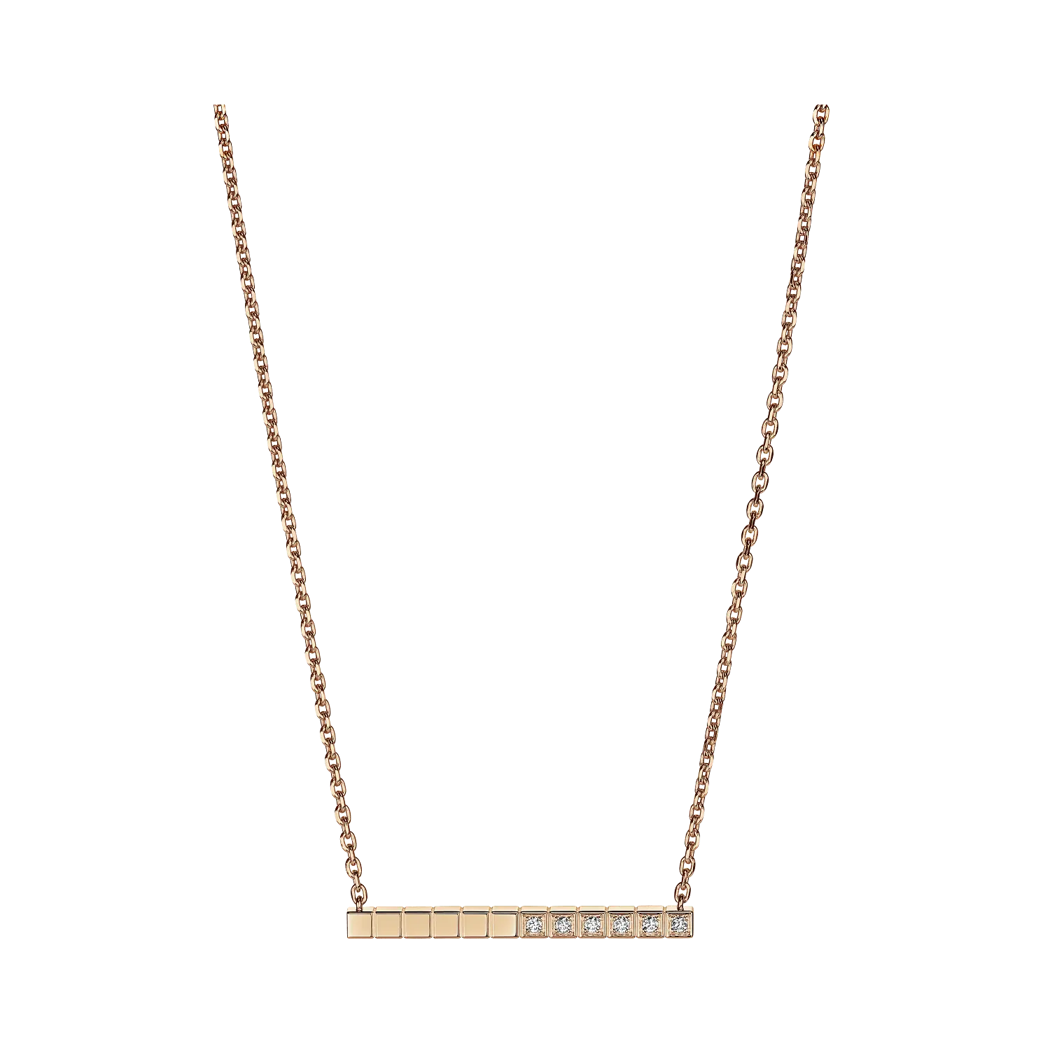 Цепочка Chopard Ice Cube - Колье, розовое золото, полуоправленные бриллианты