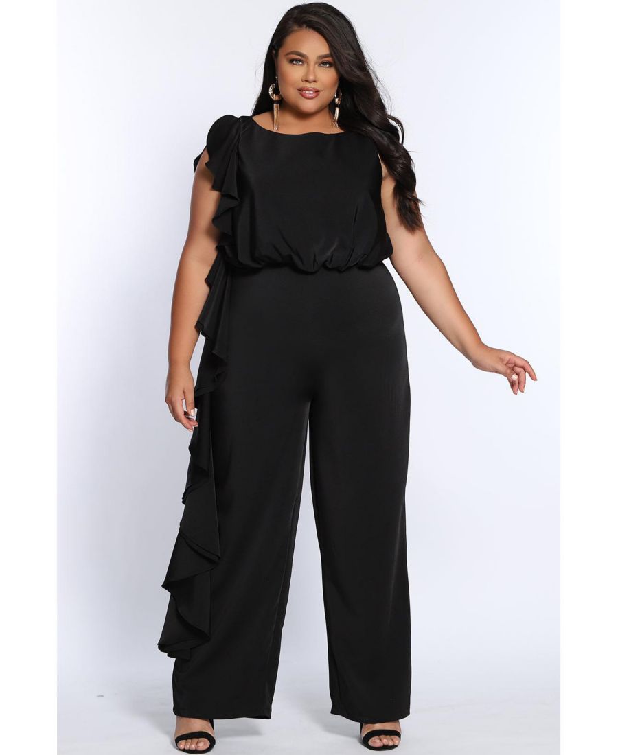 Женский комбинезон из крепа с оборками Celebrations by Sydney's Closet, Black
Женский комбинезон из крепа с оборками Celebrations by Sydney's Closet, Black