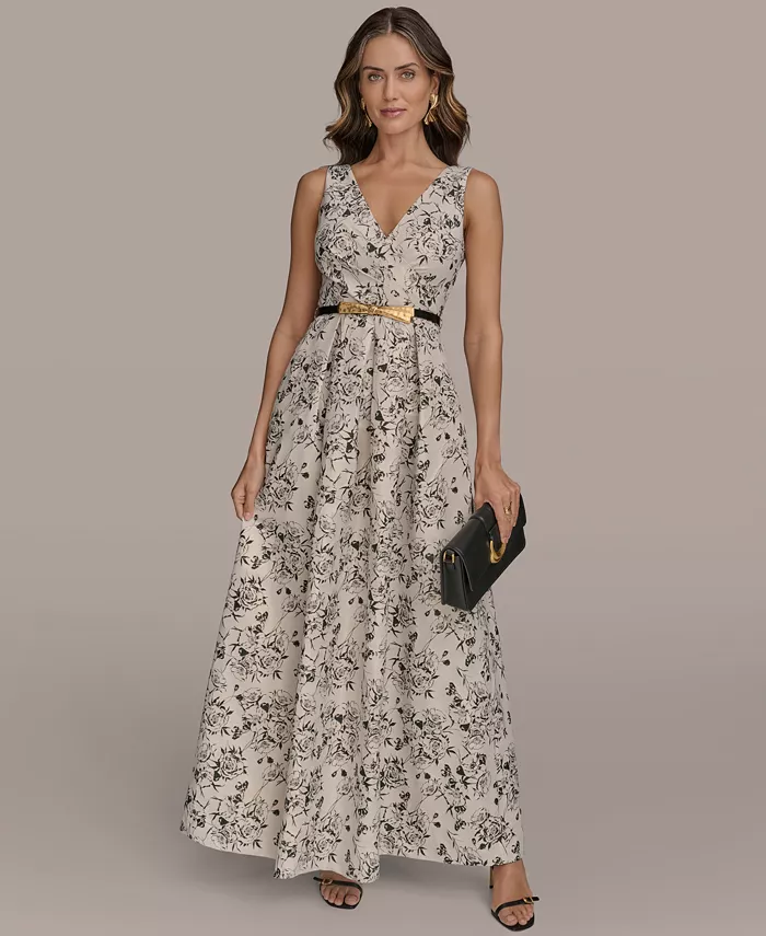 Женское платье-бал с поясом, V-образным вырезом и жаккардовым узором Donna Karan New York, мультиколор
Женское платье-бал с поясом, V-образным вырезом и жаккардовым узором Donna Karan New York, мультиколор