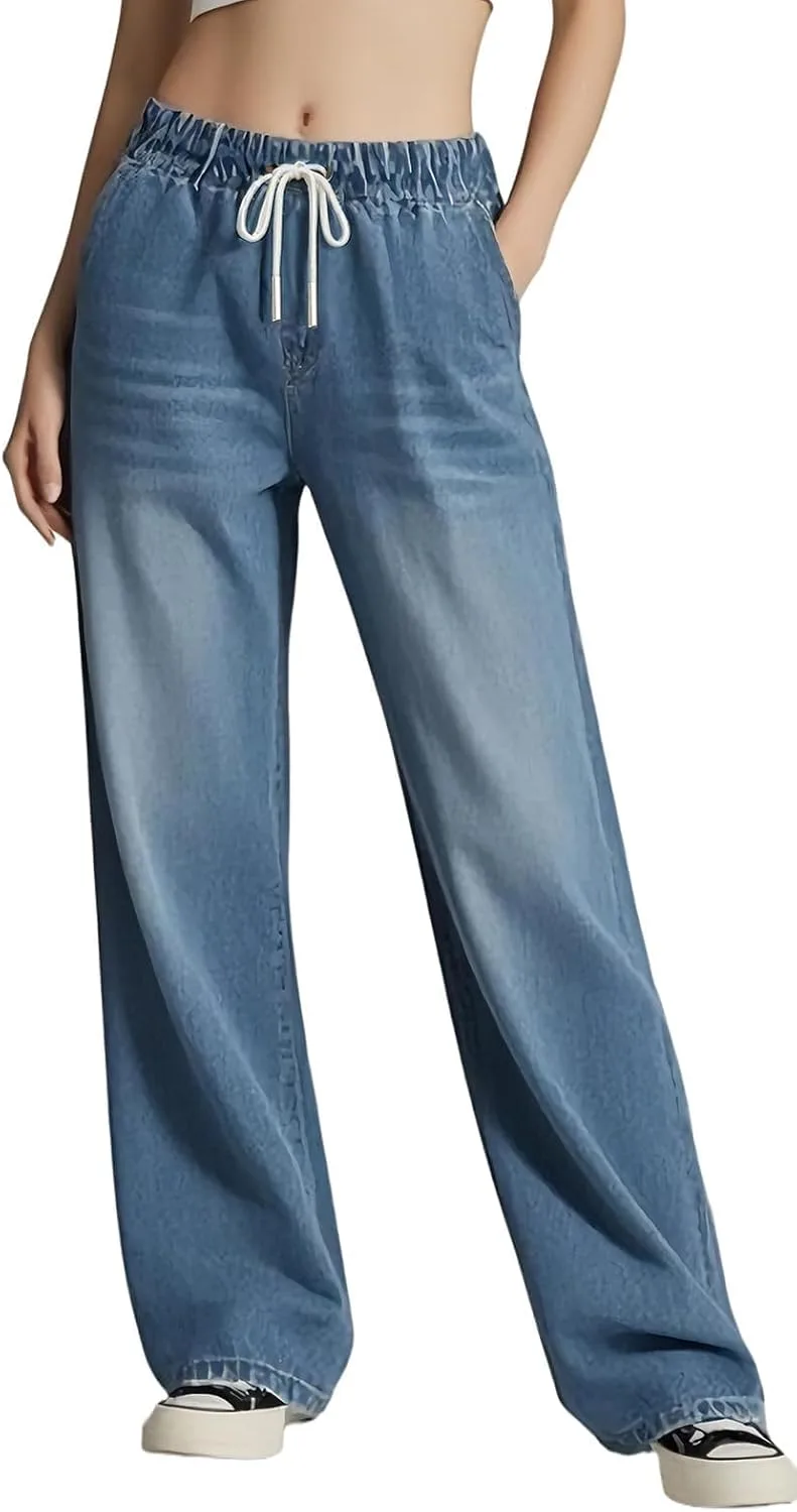 Женские джинсы с завязками и широкими штанинами CaniBtr
Женские джинсы с завязками и широкими штанинами CaniBtr