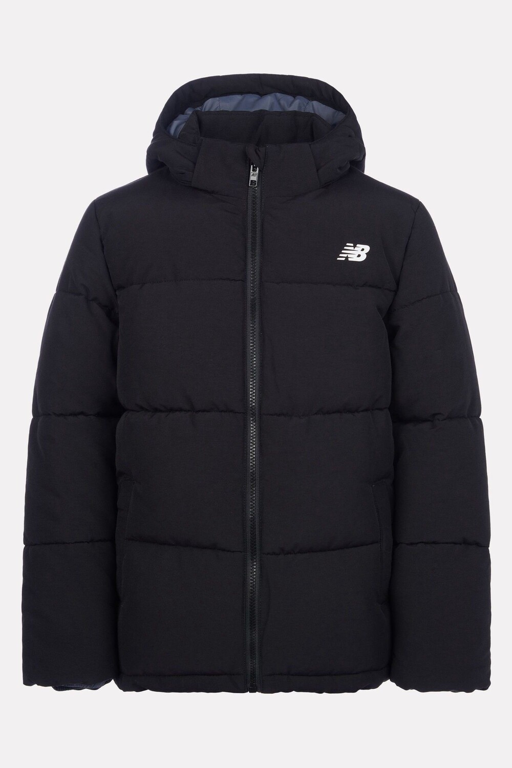 Мальчики с широкими перегородками пуховое пальто New Balance, черный 
Мальчики с широкими перегородками пуховое пальто New Balance, черный
