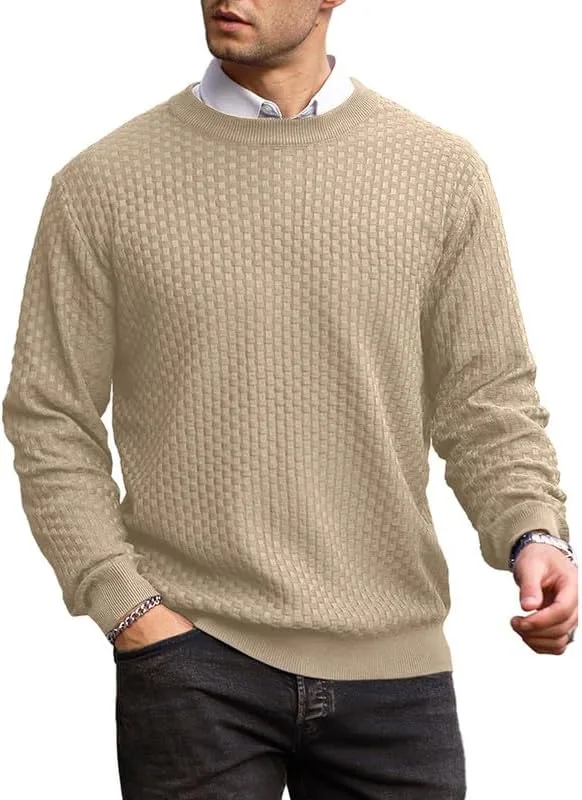 Мужской пуловер с круглым вырезом, вязаный вафельным рубчиком Gluar
Мужской пуловер с круглым вырезом, вязаный вафельным рубчиком Gluar