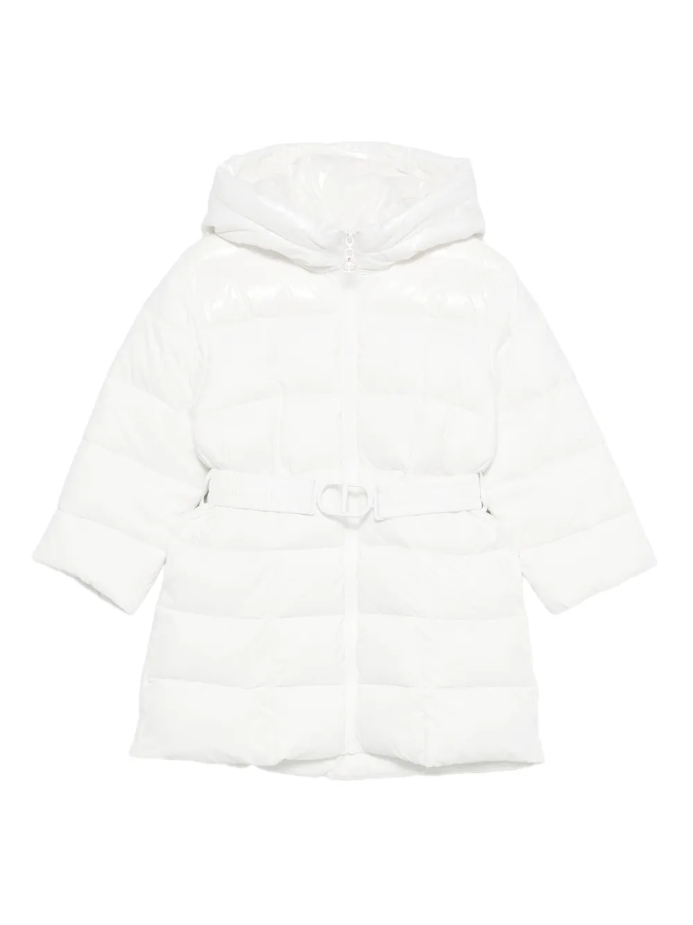 Пальто с капюшоном и поясом TWINSET Kids, белый 
Пальто с капюшоном и поясом TWINSET Kids, белый