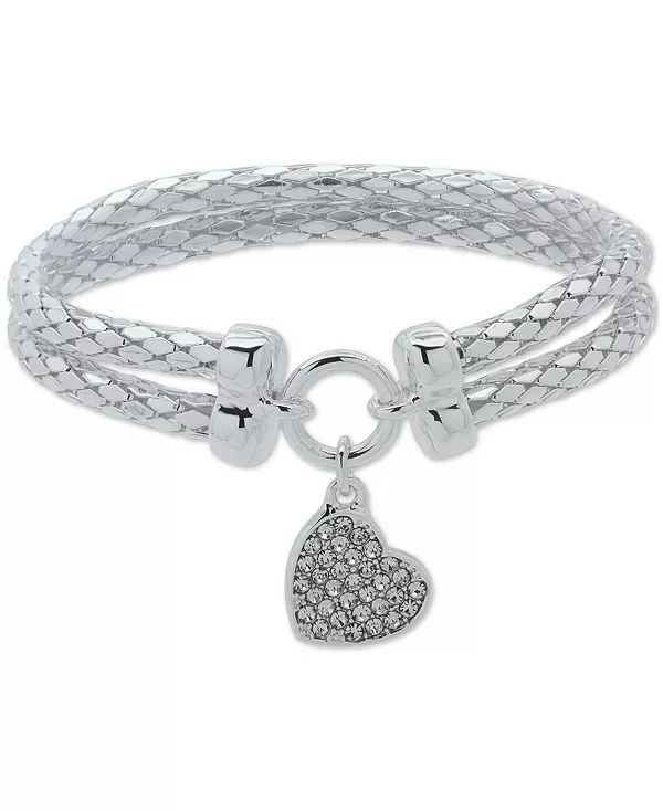 Двухрядный эластичный браслет с подвесками в виде сердца паве Nine West, crystal
Двухрядный эластичный браслет с подвесками в виде сердца паве Nine West, crystal