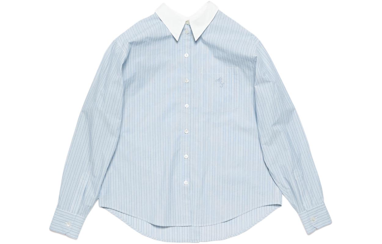 Полосатая рубашка с детализированной застёжкой на пуговицах Acne Studios, синяя
Полосатая рубашка с детализированной застёжкой на пуговицах Acne Studios, синяя