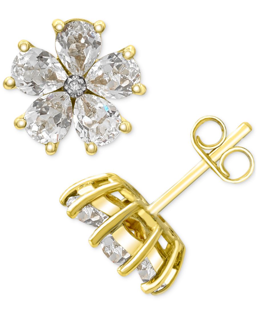 Серьги-гвоздики в виде цветка с искусственно выращенными белыми сапфирами общим весом 3,5 карата и бриллиантовой отделкой, выполненные из стерлингового серебра с покрытием из 14-каратного золота Macy's, White
Серьги-гвоздики в виде цветка с искусственно выращенными белыми сапфирами общим весом 3,5 карата и бриллиантовой отделкой, выполненные из стерлингового серебра с покрытием из 14-каратного золота Macy's, White