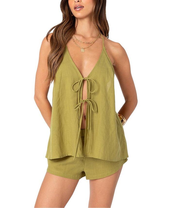 Льняной топ Edikted Arden с завязкой спереди, зеленый
Льняной топ Edikted Arden с завязкой спереди, зеленый