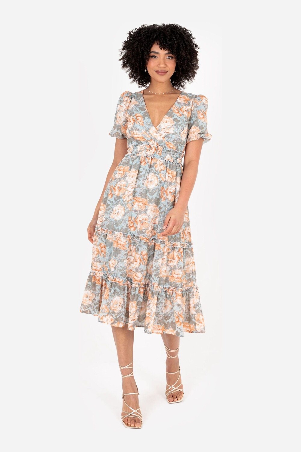 Платье миди с рукавами-буфами и присборенной талией Lovedrobe, синий
Платье миди с рукавами-буфами и присборенной талией Lovedrobe, синий