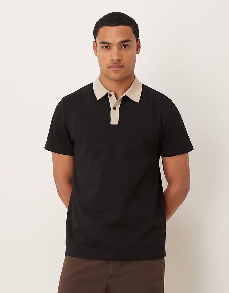 Плотное поло с контрастным воротником черного цвета Asos Design
Плотное поло с контрастным воротником черного цвета Asos Design