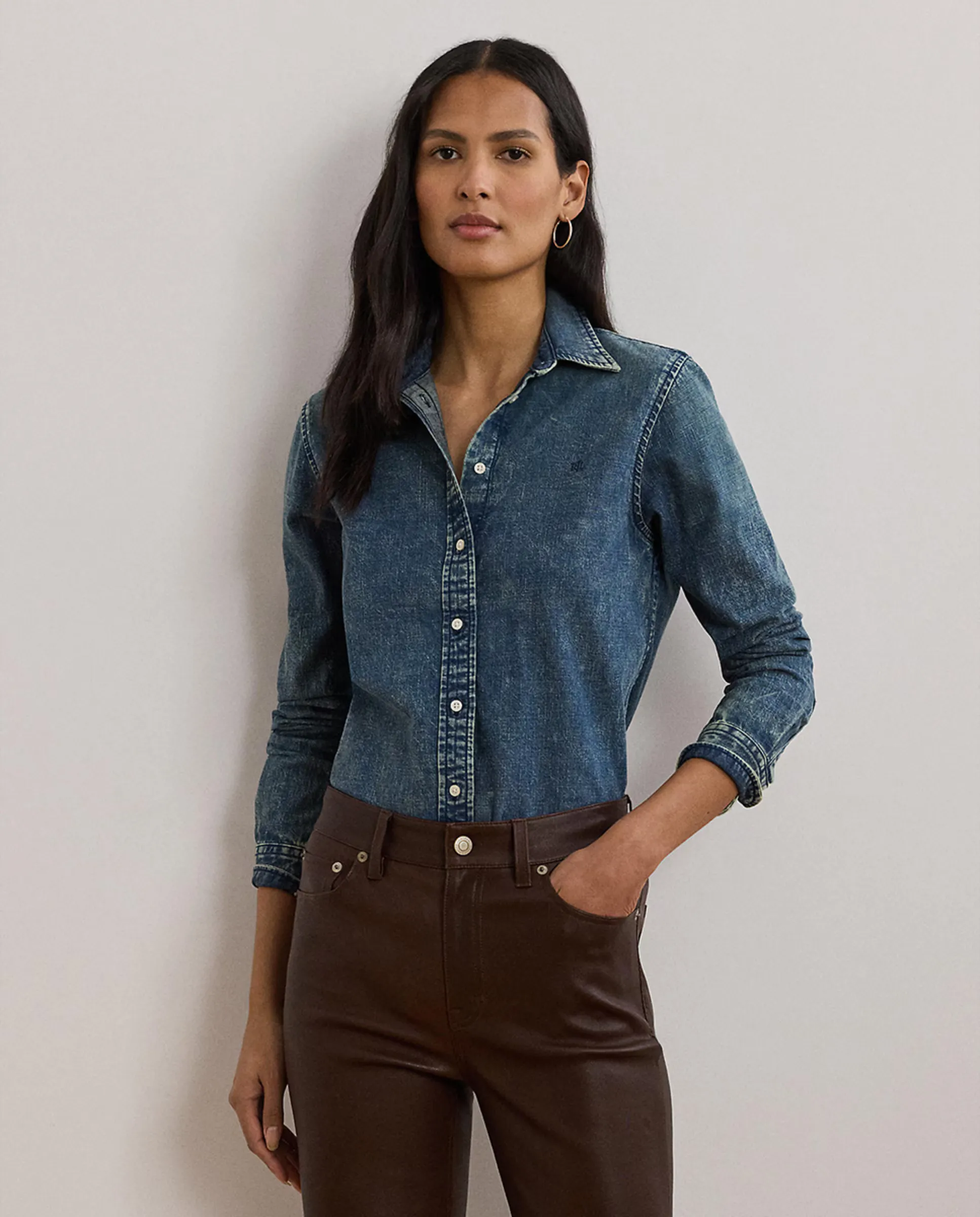 Женская хлопковая джинсовая рубашка Lauren Ralph Lauren, синий
Женская хлопковая джинсовая рубашка Lauren Ralph Lauren, синий