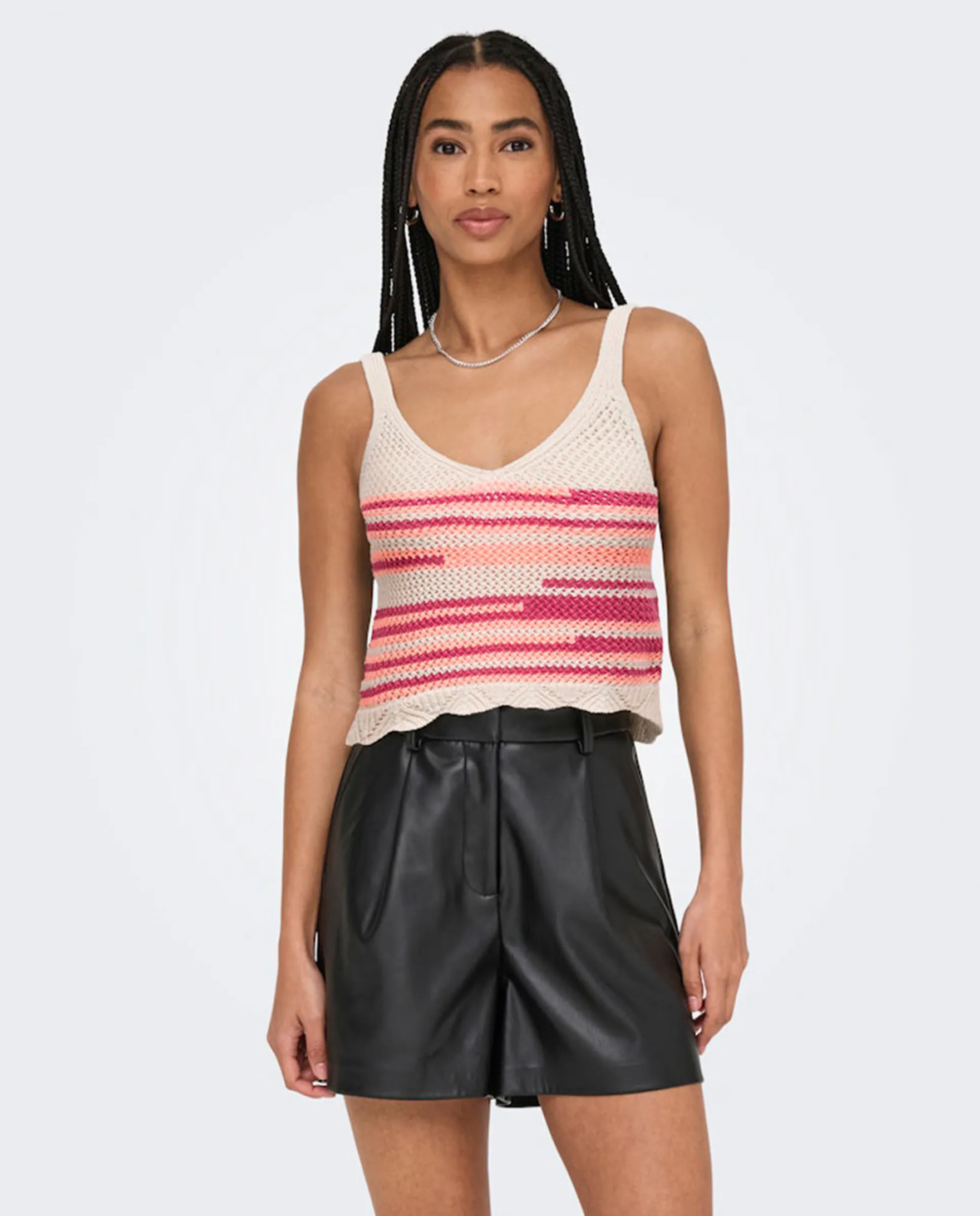 Женский короткий топ в полоску из трикотажа Only, розовый
Женский короткий топ в полоску из трикотажа Only, розовый