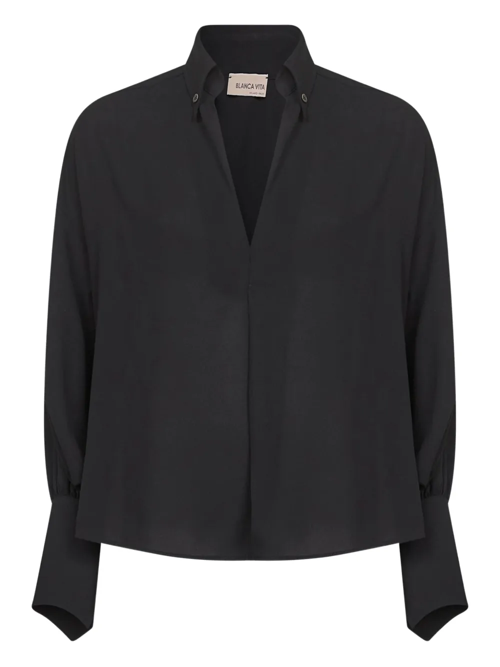Блузка с V-образным вырезом и застегивающимися на пуговицы манжетами Blanca Vita, черный
Блузка с V-образным вырезом и застегивающимися на пуговицы манжетами Blanca Vita, черный