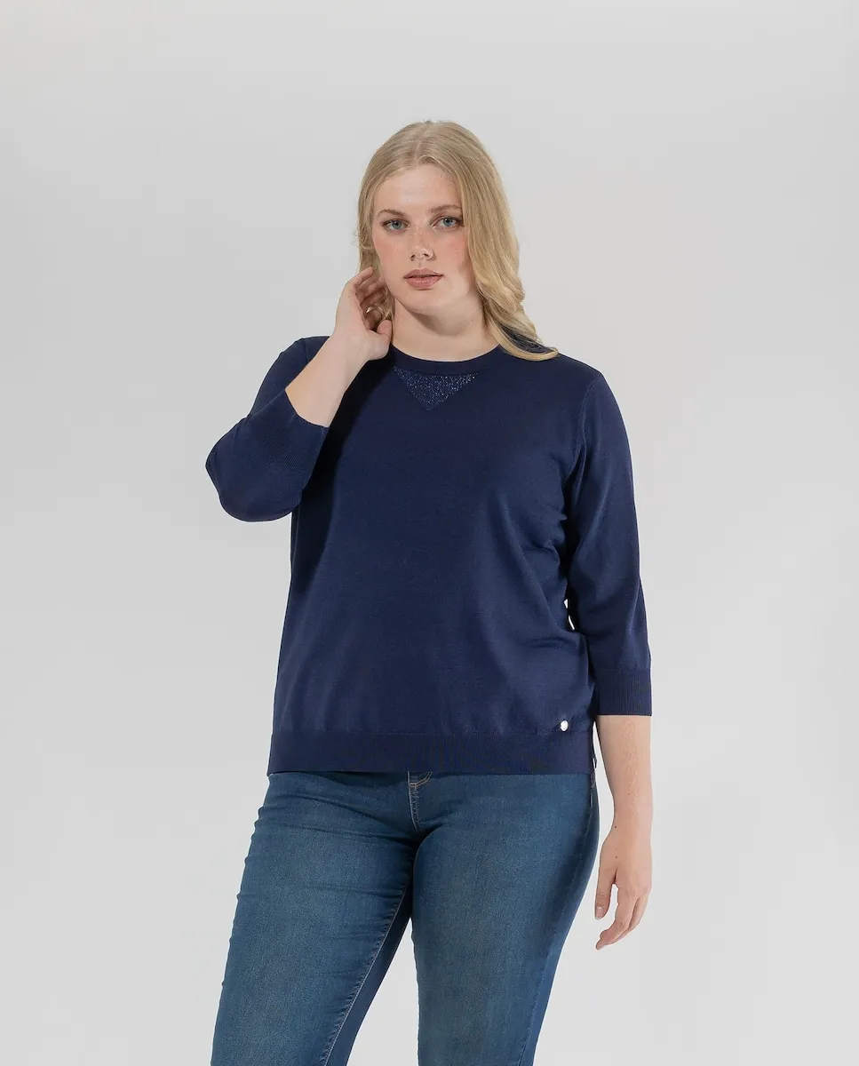 Женский свитер с круглым вырезом и французскими рукавами October, тёмно-синий
Женский свитер с круглым вырезом и французскими рукавами October, тёмно-синий