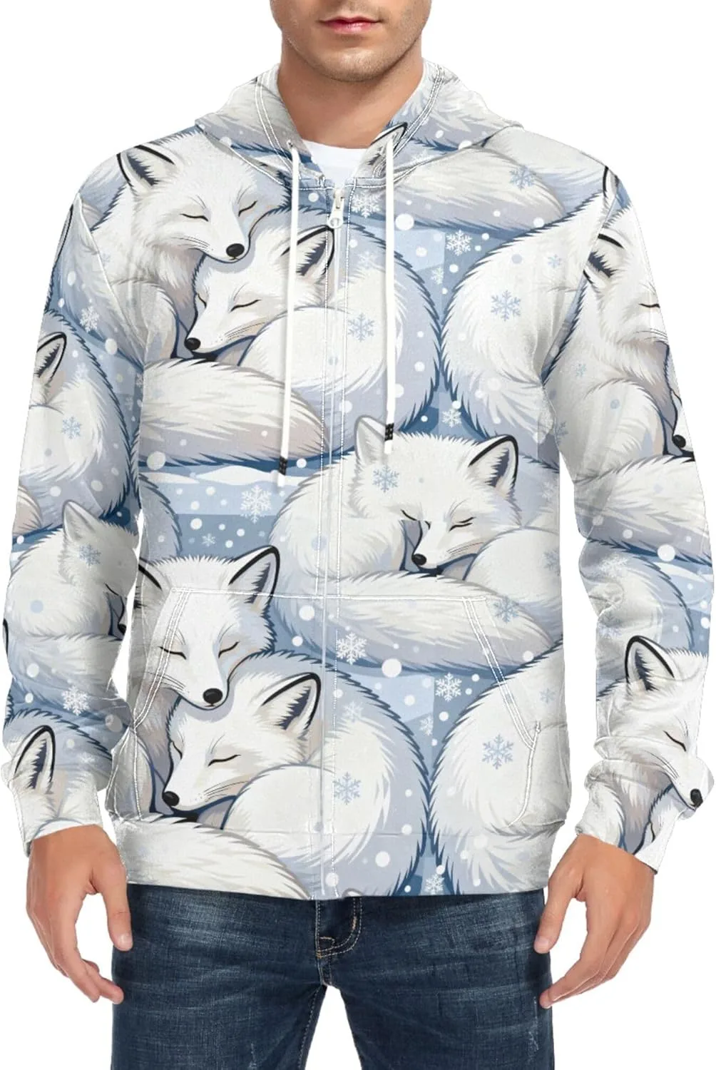 Мужская толстовка Full Zip White Foxes Sleeping Snowflake с карманом CUPADA
Мужская толстовка Full Zip White Foxes Sleeping Snowflake с карманом CUPADA