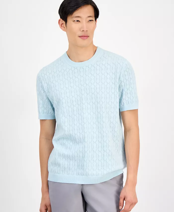 Мужской фактурный свитер-футболка Alfani, синий 
Мужской фактурный свитер-футболка Alfani, синий