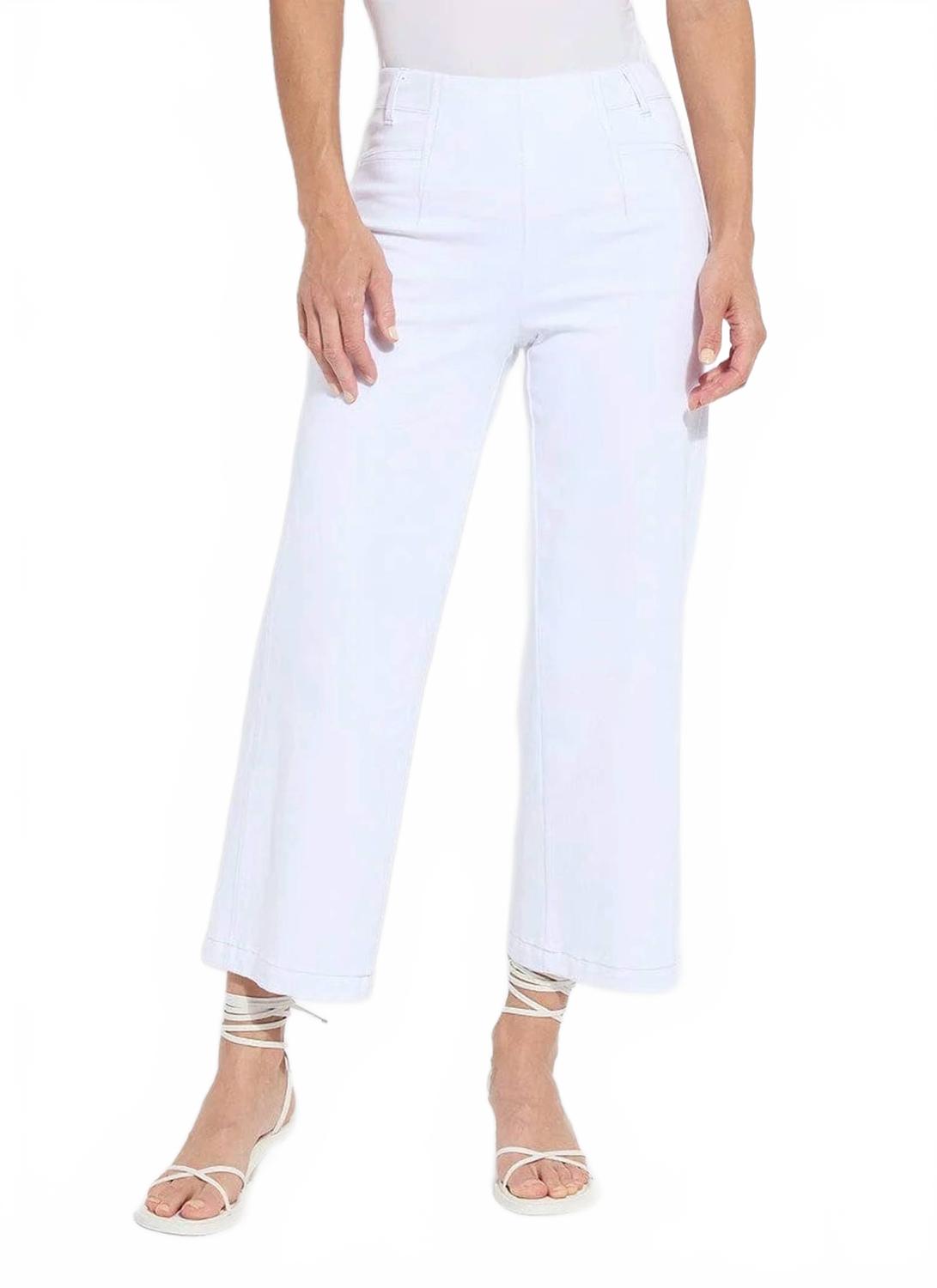 Лейтон Широкие укороченные брюки в белом Lysse 
Лейтон Широкие укороченные брюки в белом Lysse