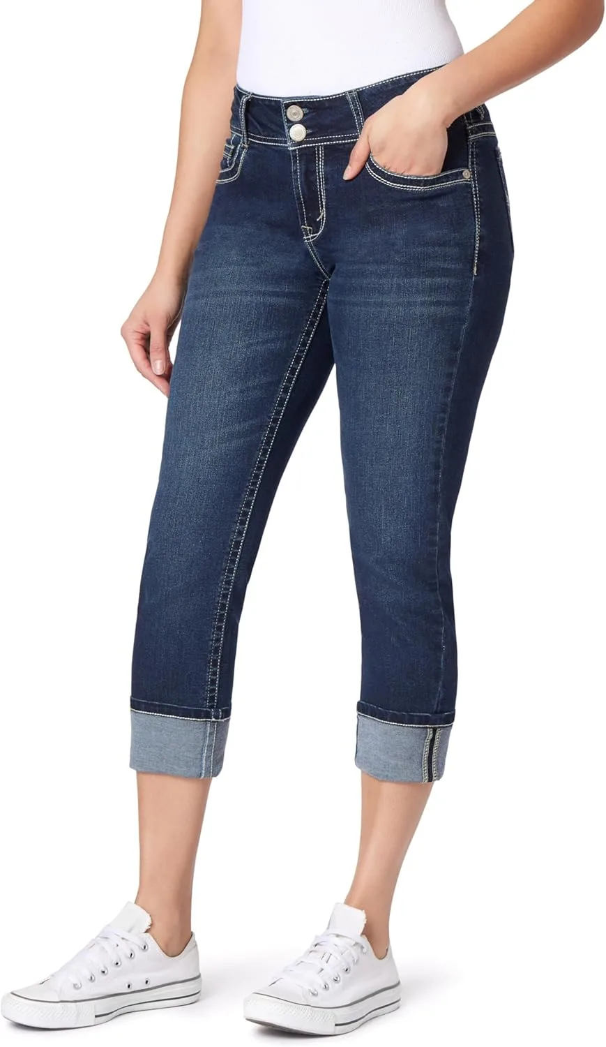 Джинсы WallFlower Luscious Curvy 23.5” Mid-Rise Cropped для женщин, Insta Stretch Denim
Джинсы WallFlower Luscious Curvy 23.5” Mid-Rise Cropped для женщин, Insta Stretch Denim