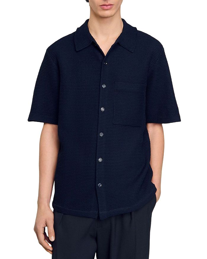 Ватная оверсайз рубашка на пуговицах Sandro, синий
Ватная оверсайз рубашка на пуговицах Sandro, синий