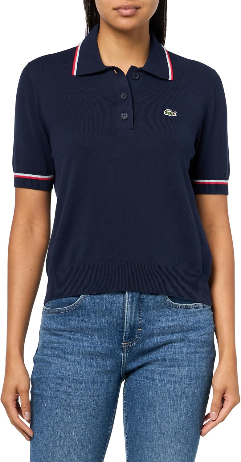 Женская укороченная поло Lacoste из 3D бесшовного хлопка с эффектом стрейч, Navy Blue/Red/White
Женская укороченная поло Lacoste из 3D бесшовного хлопка с эффектом стрейч, Navy Blue/Red/White