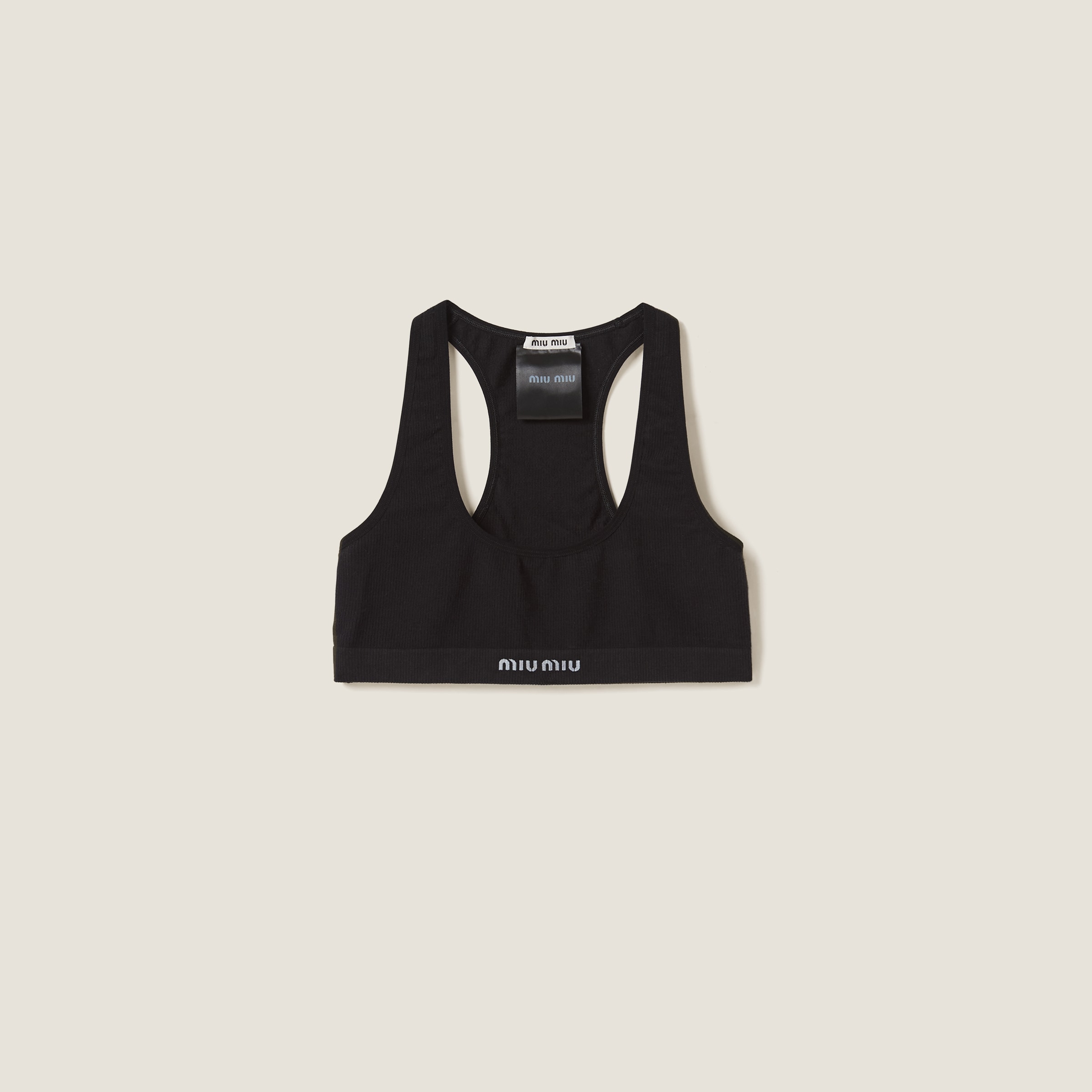 Бесшовный топ с борцовской спинкой MIU MIU, черный
Бесшовный топ с борцовской спинкой MIU MIU, черный