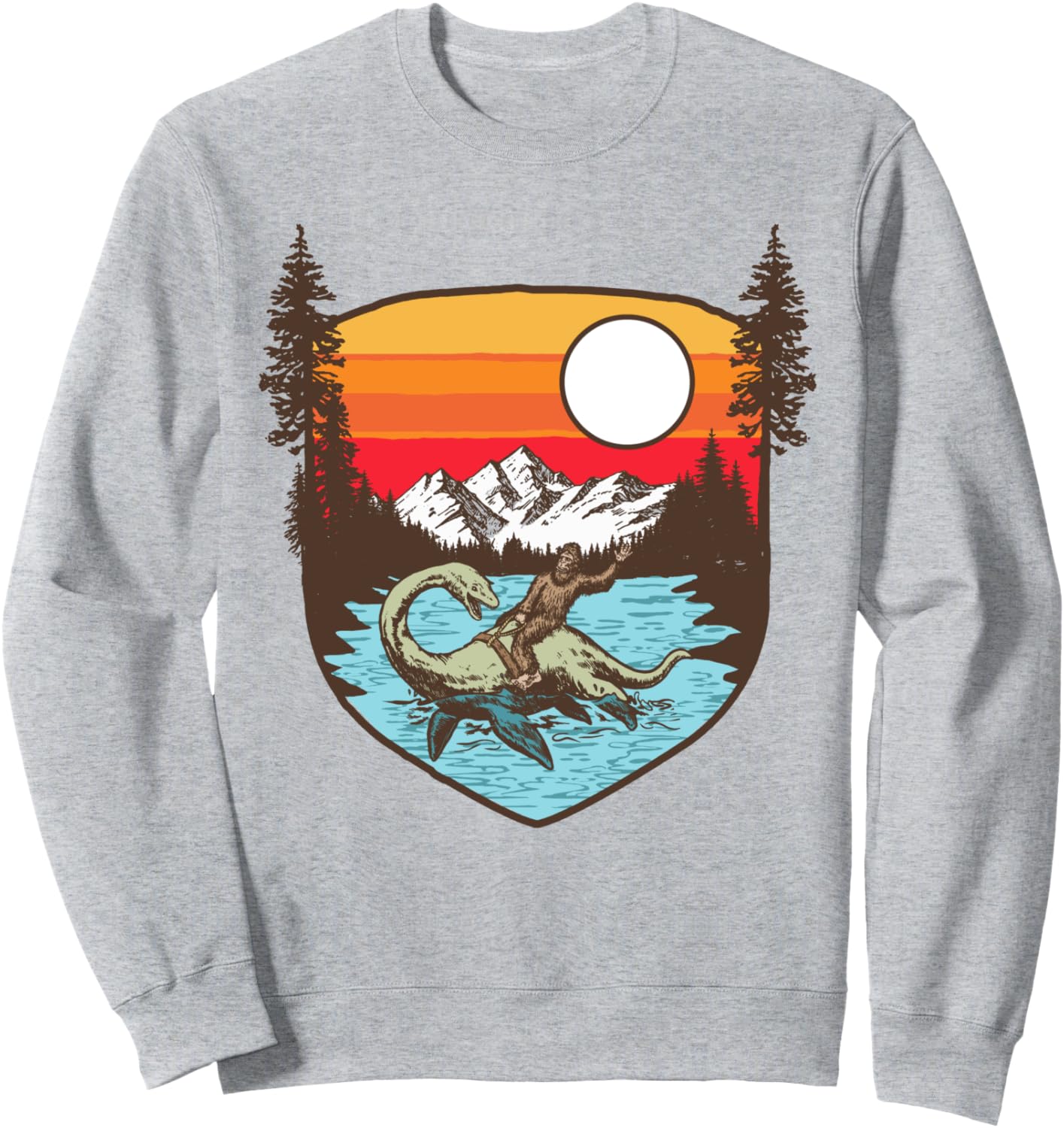 Верьте! Забавная толстовка с изображением Бигфута верхом на Несси, гор и деревьев Sasquatch Garage, серый
Верьте! Забавная толстовка с изображением Бигфута верхом на Несси, гор и деревьев Sasquatch Garage, серый