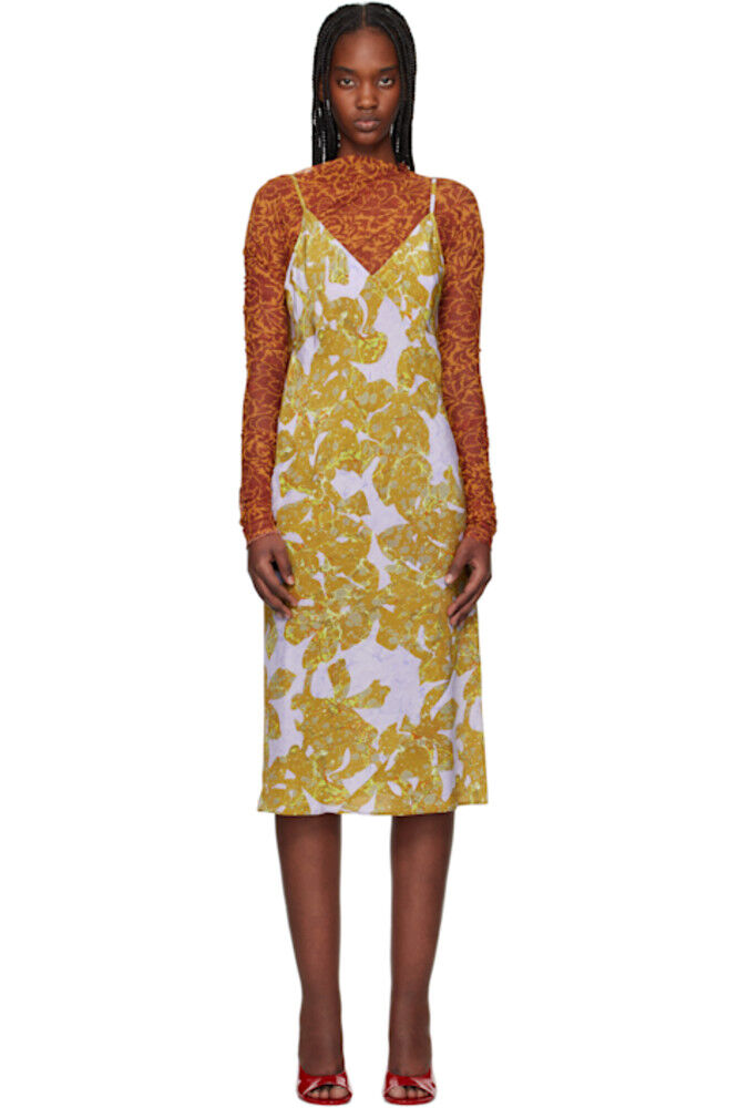 Желто-фиолетовое прозрачное платье-миди Dries Van Noten
Желто-фиолетовое прозрачное платье-миди Dries Van Noten