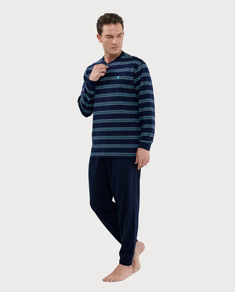 Длинная пижама из трикотажа с застежкой для мужчин El Búho Nocturno, темно-синий
Длинная пижама из трикотажа с застежкой для мужчин El Búho Nocturno, темно-синий