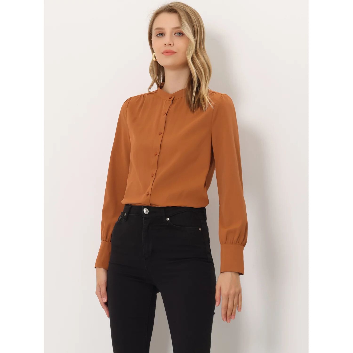 Женские рубашки с воротником-стойкой и длинными рукавами на пуговицах ALLEGRA K, белый
Женские рубашки с воротником-стойкой и длинными рукавами на пуговицах ALLEGRA K, белый