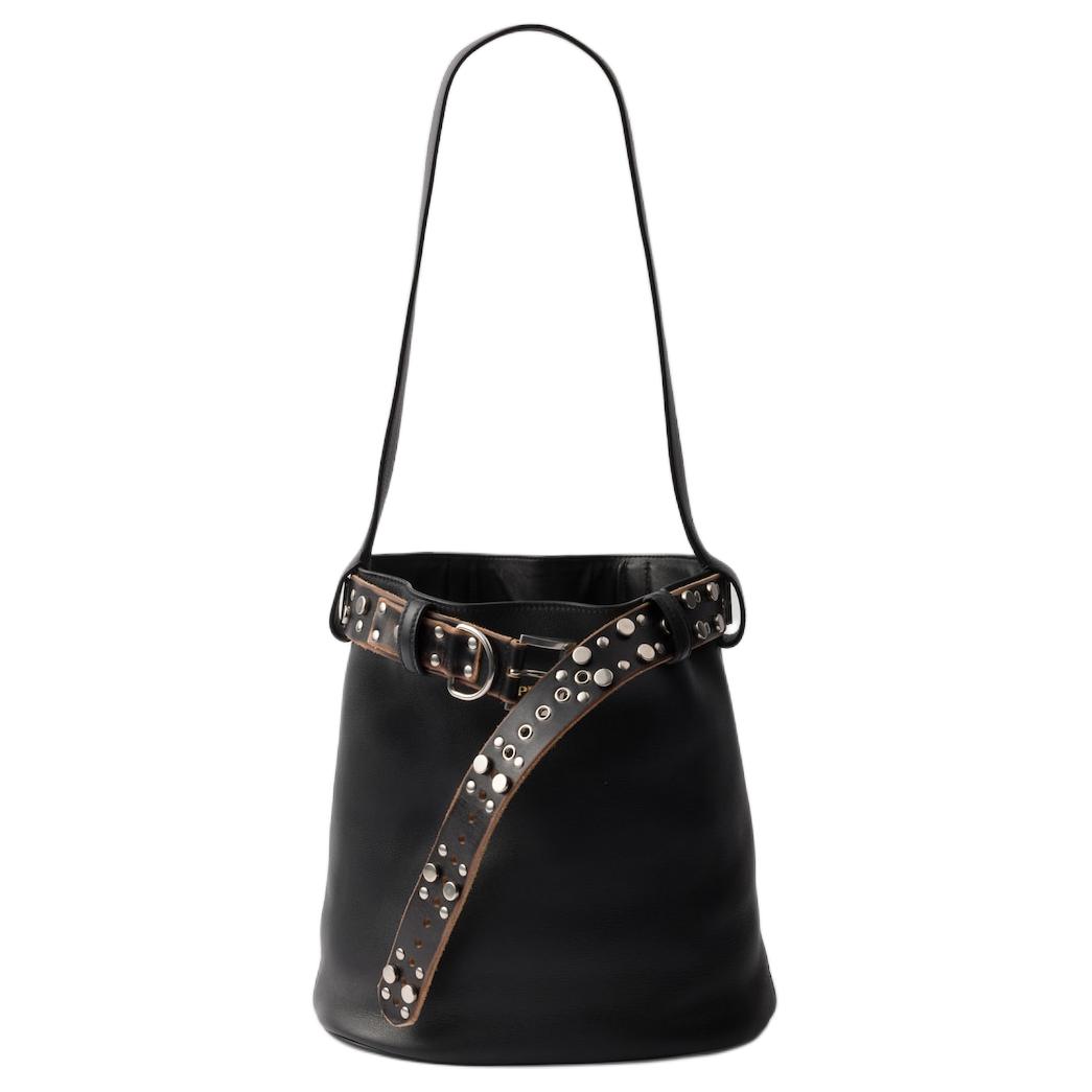 PRADA Кожаная ведро сумка через плечо женская черная 
PRADA Кожаная ведро сумка через плечо женская черная