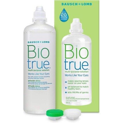 Многоцелевой раствор для контактных линз Biotrue 300 мл с футляром для линз 
Многоцелевой раствор для контактных линз Biotrue 300 мл с футляром для линз
