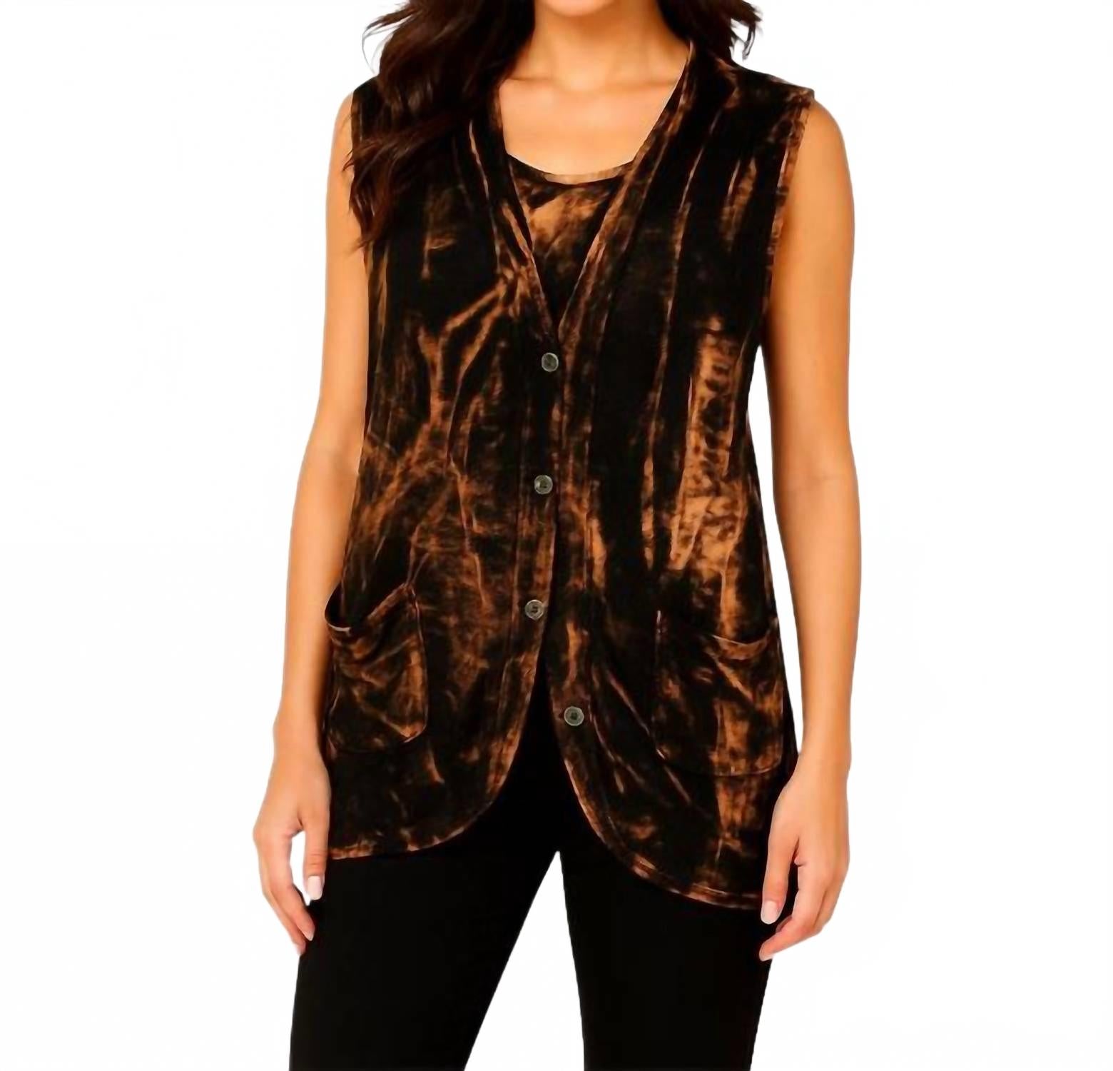 Angel Apparel Длинный жилет из отбеленного льна с застежкой на пуговицы сзади, черно-оранжевый
Angel Apparel Длинный жилет из отбеленного льна с застежкой на пуговицы сзади, черно-оранжевый