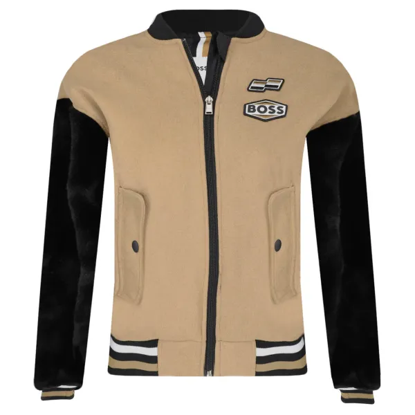 Бомбер классического кроя с добавлением шерсти Boss, коричневый
Бомбер классического кроя с добавлением шерсти Boss, коричневый