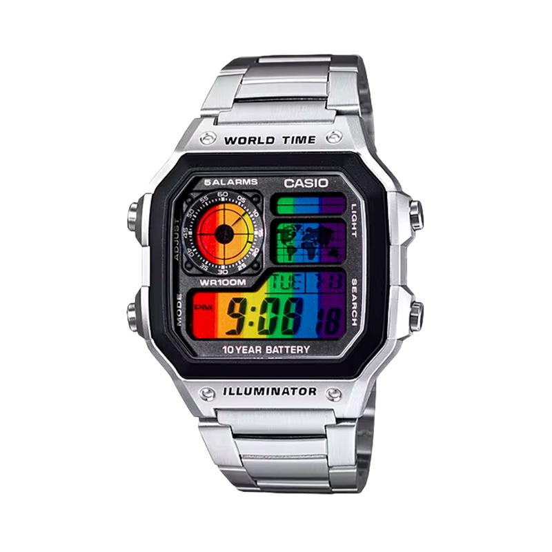 Ретрофит серия электронный механизм металлический ремешок часы унисекс разноцветный циферблат CASIO
Ретрофит серия электронный механизм металлический ремешок часы унисекс разноцветный циферблат CASIO