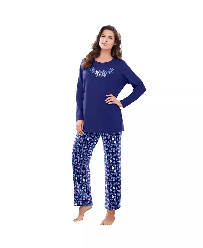Женский трикотажный пижамный комплект с длинным рукавом Dreams & Co., синий
Женский трикотажный пижамный комплект с длинным рукавом Dreams & Co., синий
