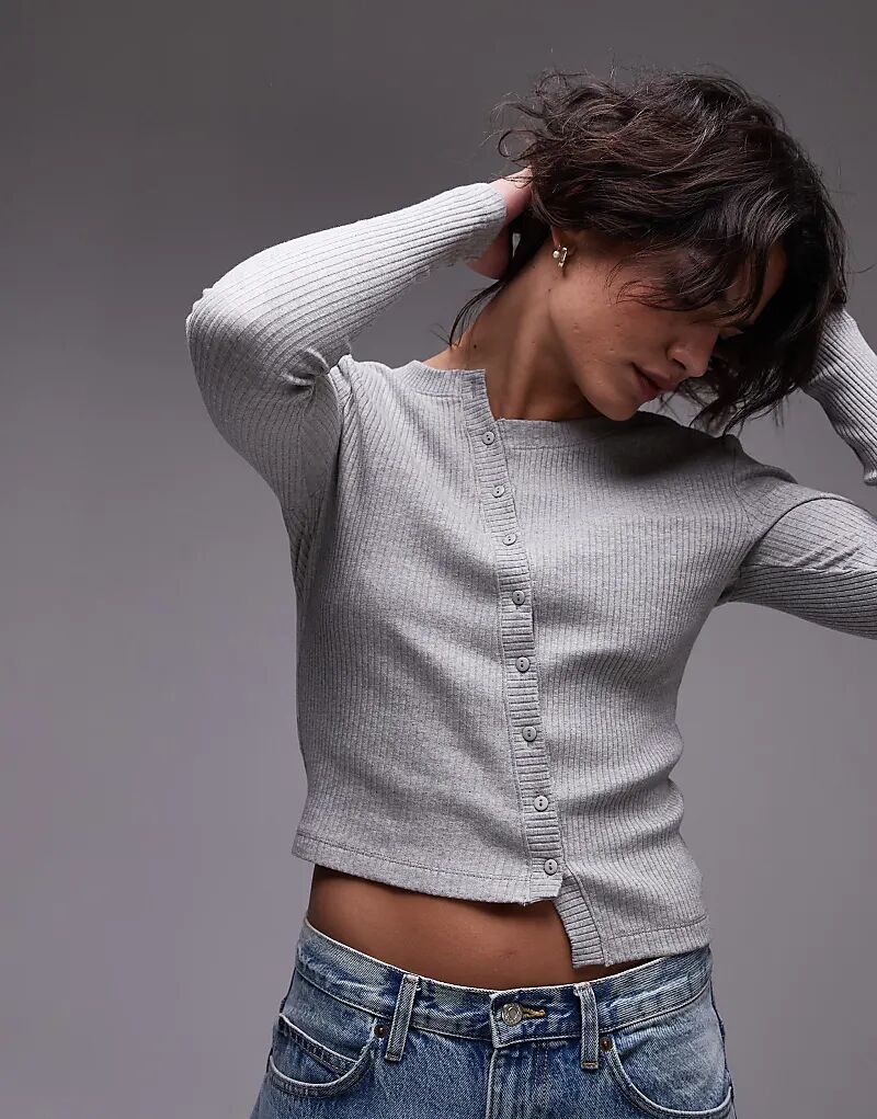 Асимметричный кардиган с длинными рукавами серого меланжевого цвета Topshop
Асимметричный кардиган с длинными рукавами серого меланжевого цвета Topshop