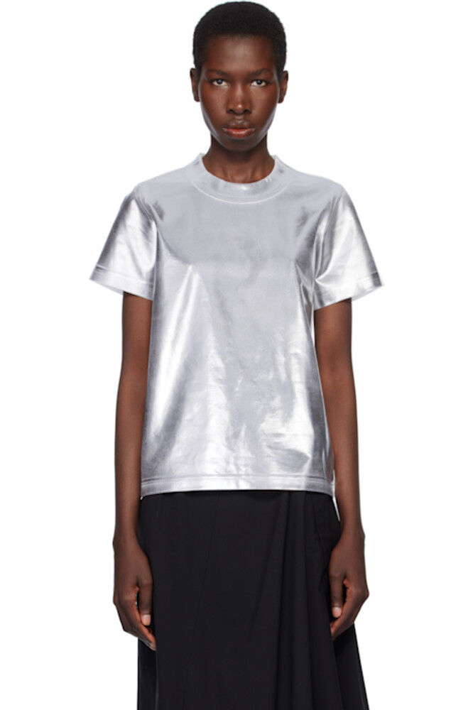 Футболка из хлопкового трикотажа повышенной плотности серебристо-белого цвета Junya Watanabe
Футболка из хлопкового трикотажа повышенной плотности серебристо-белого цвета Junya Watanabe