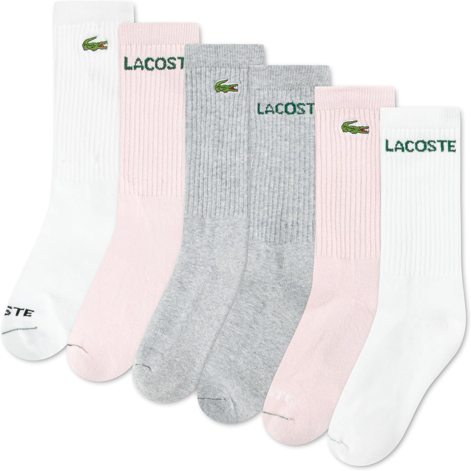 Lacoste мальчики 6-pack повседневные носки, Pink/Crew
Lacoste мальчики 6-pack повседневные носки, Pink/Crew