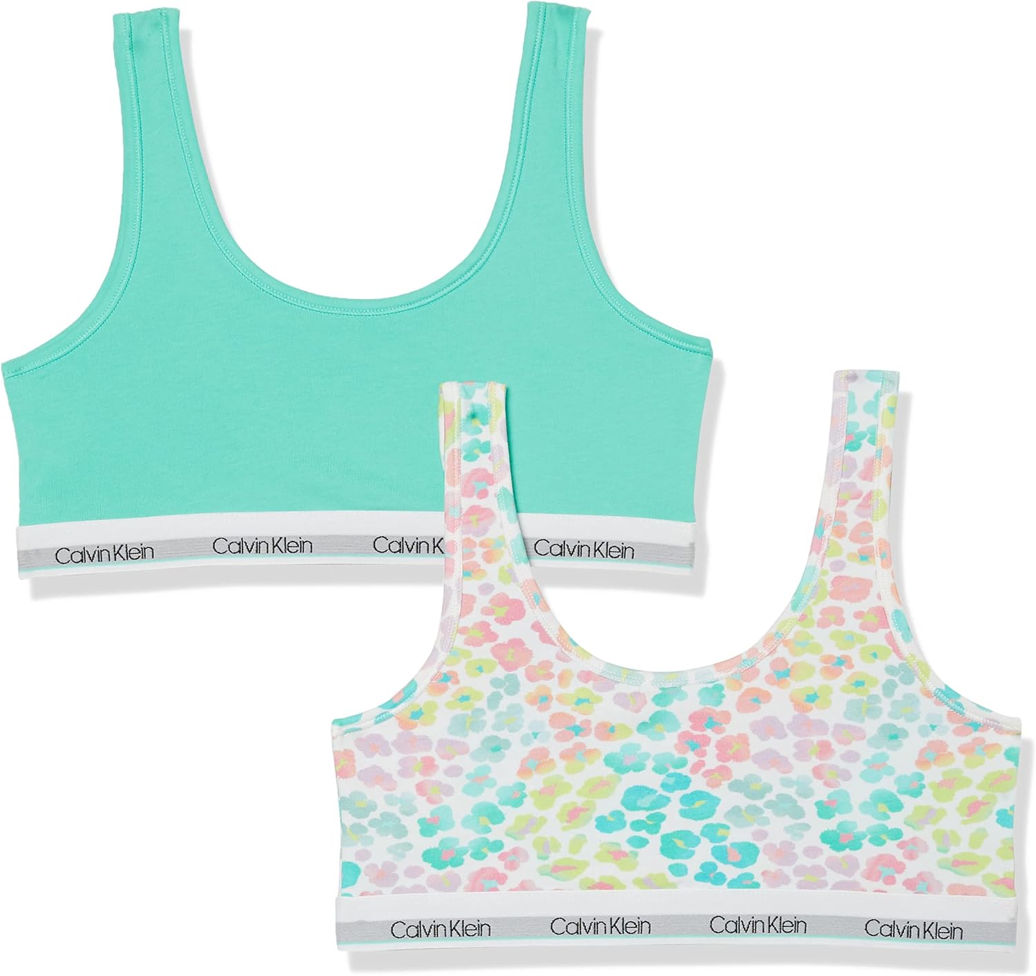 Комплект из 2 бюстгальтеров-бралеттов Calvin Klein Girls Modern Cotton, Soft Rainbow Leopard/Bermuda
Комплект из 2 бюстгальтеров-бралеттов Calvin Klein Girls Modern Cotton, Soft Rainbow Leopard/Bermuda