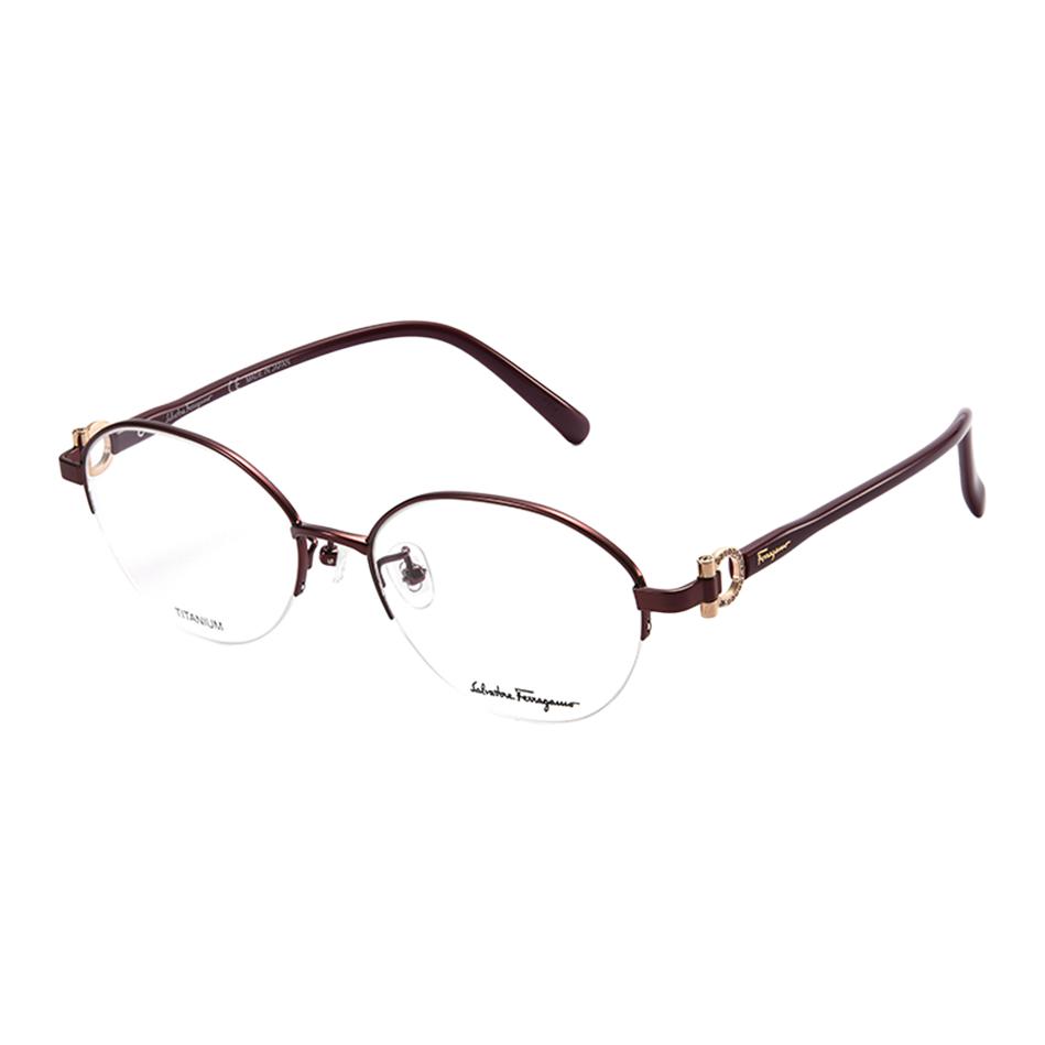 Ferragamo Овальная оправа для очков из металла и пластика унисекс коричневая, Brown