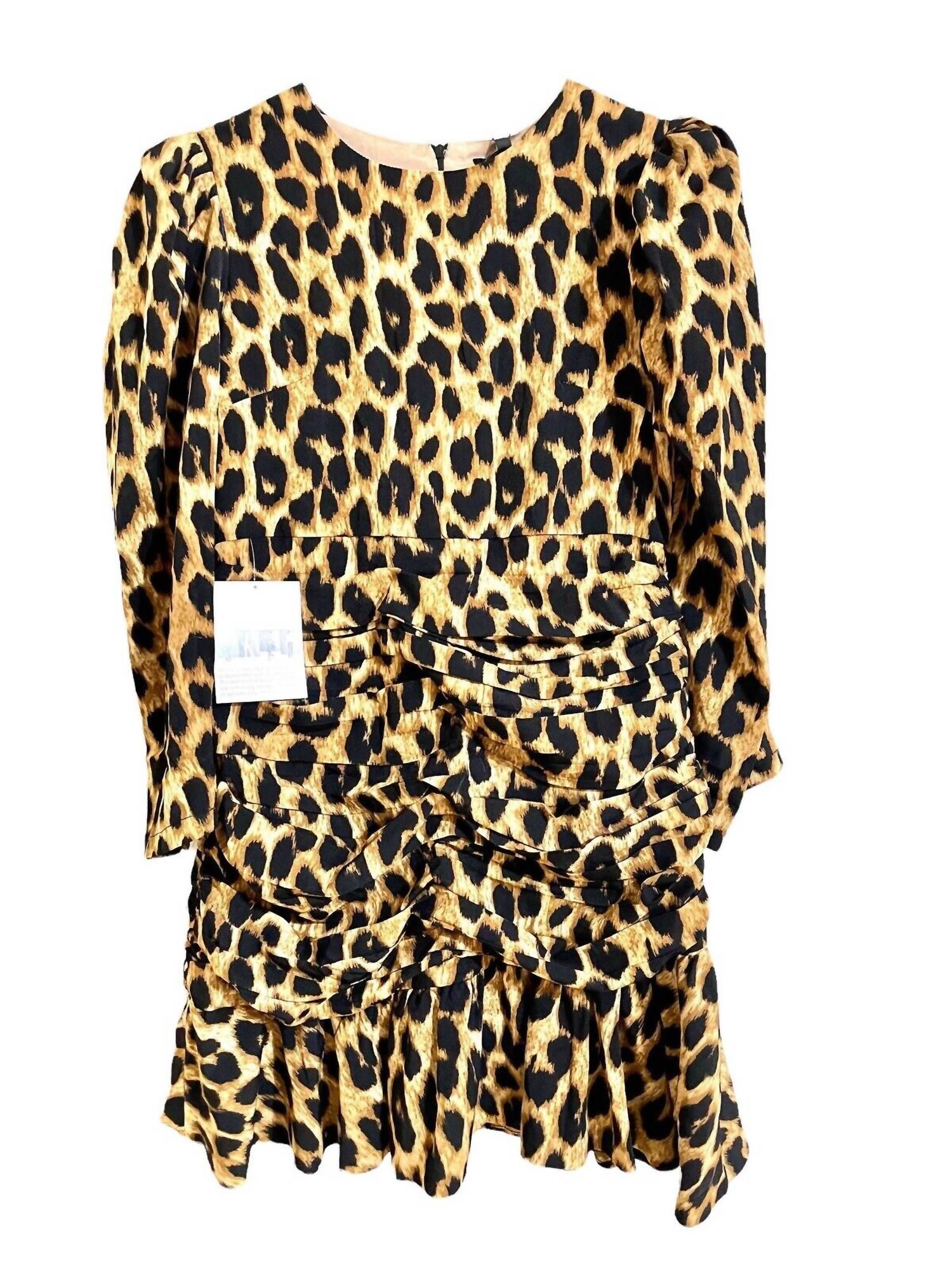 Коктейльное платье с леопардовым принтом, рукавами-фонариками и анималистичным принтом, многоцветное BEULAHSTYLE