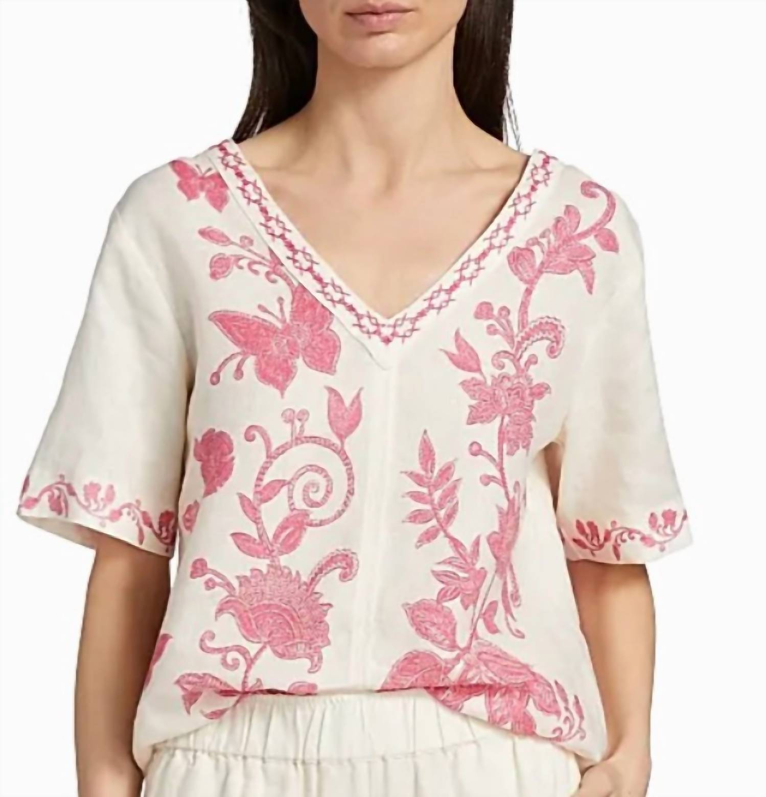 Блузка Vnevk с завязками сзади в белом цвете Johnny Was
Блузка Vnevk с завязками сзади в белом цвете Johnny Was