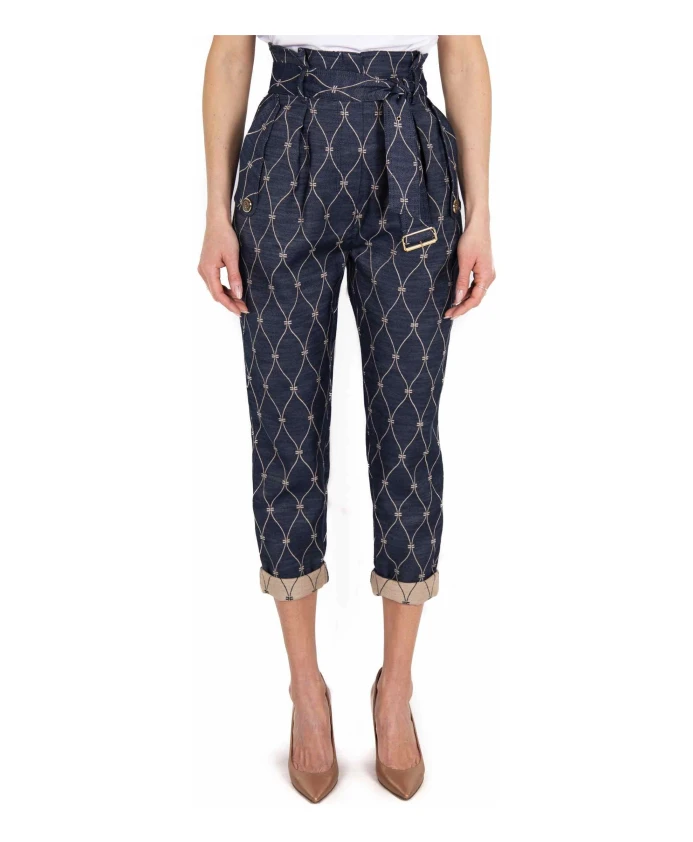 Укороченные брюки с высокой талией Elisabetta Franchi, синий
Укороченные брюки с высокой талией Elisabetta Franchi, синий